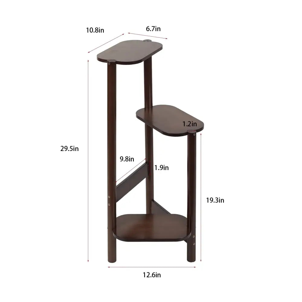 Modern dark wood bamboo tall corner plant stand living room 3 tier