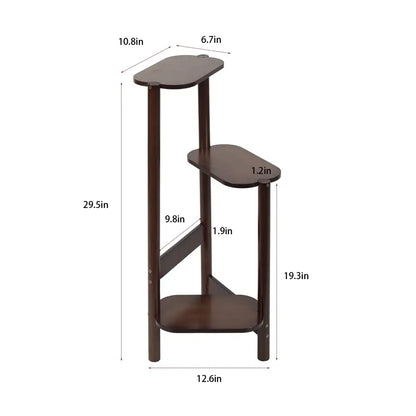 Modern dark wood bamboo tall corner plant stand living room 3 tier