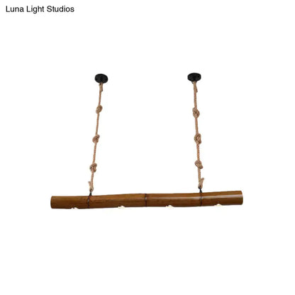 Rustic tan bamboo tube island lighting kitchen 3 led pendant