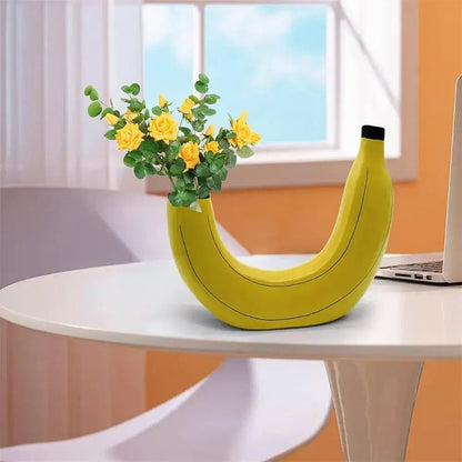 Yellow and black banana shape resin flower vase kitchen decor