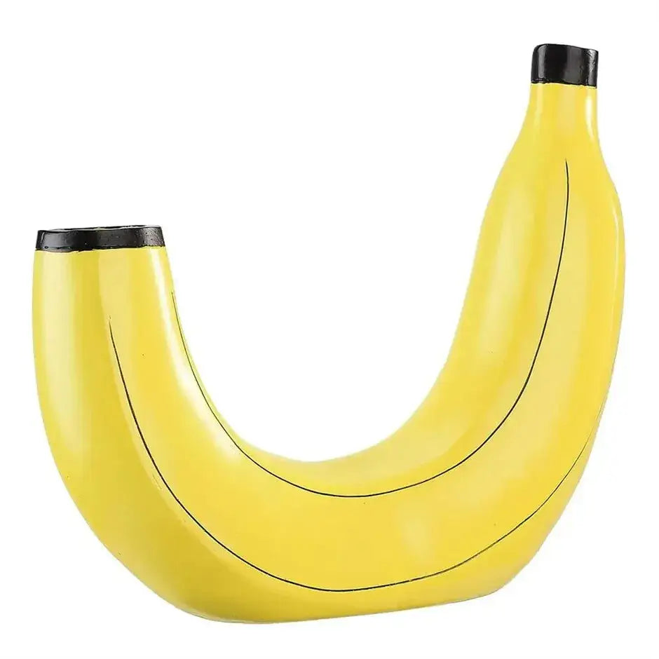 Yellow and black banana shape resin flower vase kitchen decor