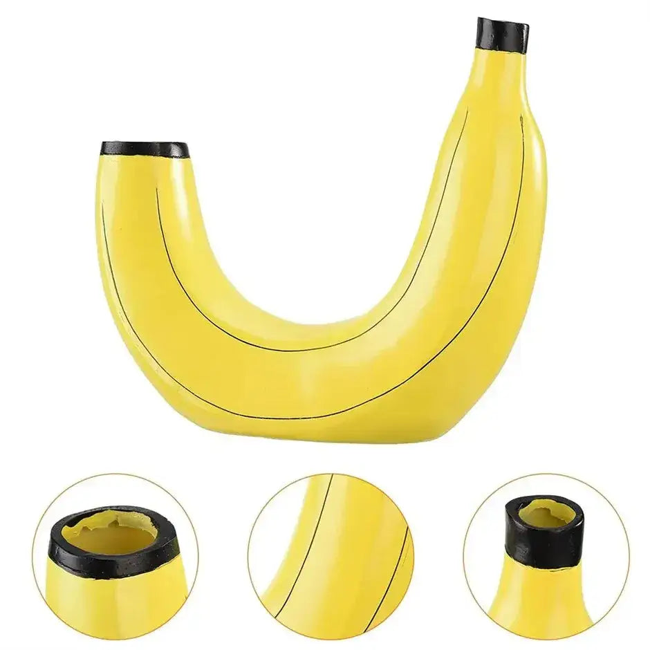Yellow and black banana shape resin flower vase kitchen decor