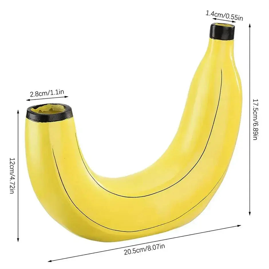 Yellow and black banana shape resin flower vase kitchen decor