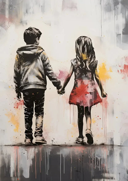 DecorBites™ Banksy Boy Girl Balloon Canvas Wall Art