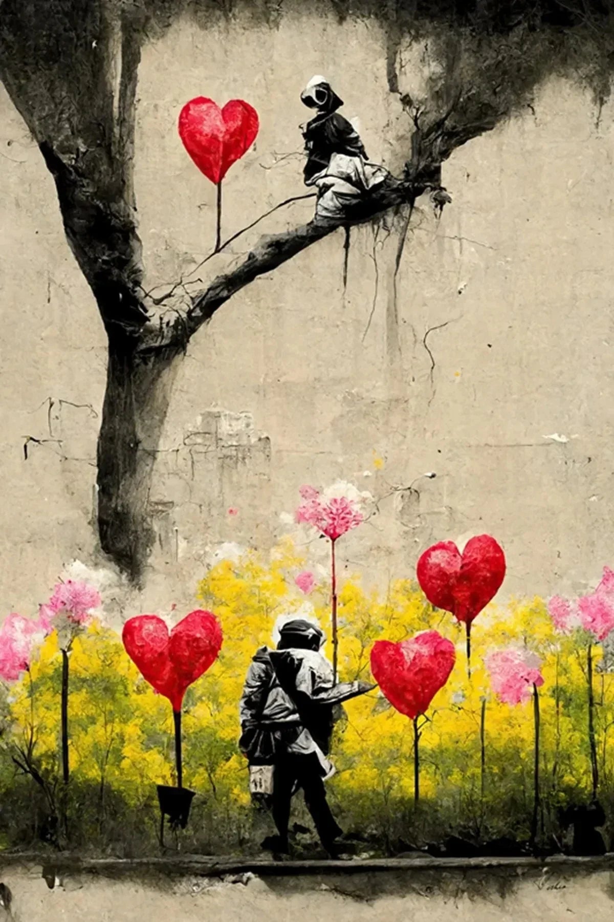 DecorBites™ Banksy Boy Girl Balloon Canvas Wall Art