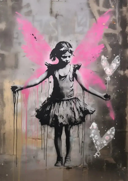 Banksy girl with balloon canvas print set of 6 living room wall art