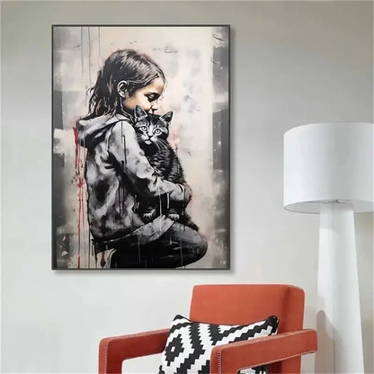 Banksy girl with balloon canvas print set of 6 living room wall art