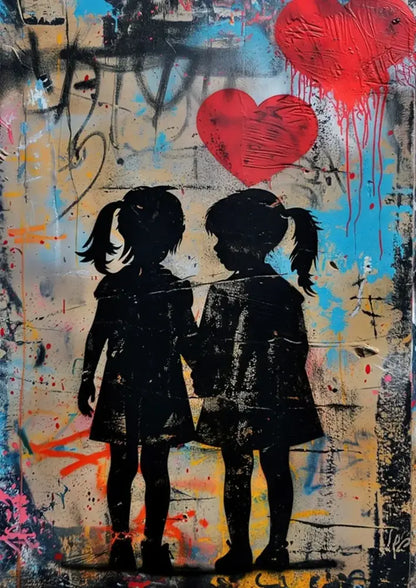Banksy girl with balloon canvas print set of 6 living room wall art