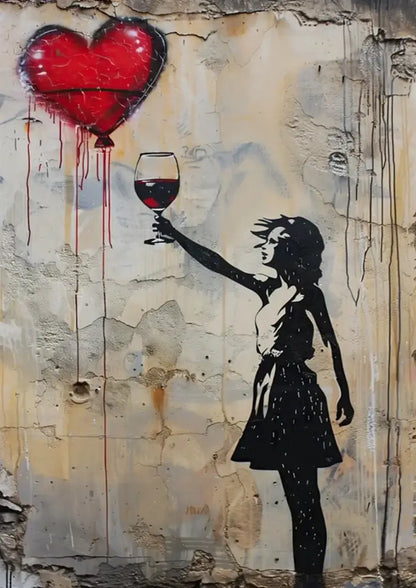 Banksy girl with balloon canvas print set of 6 living room wall art