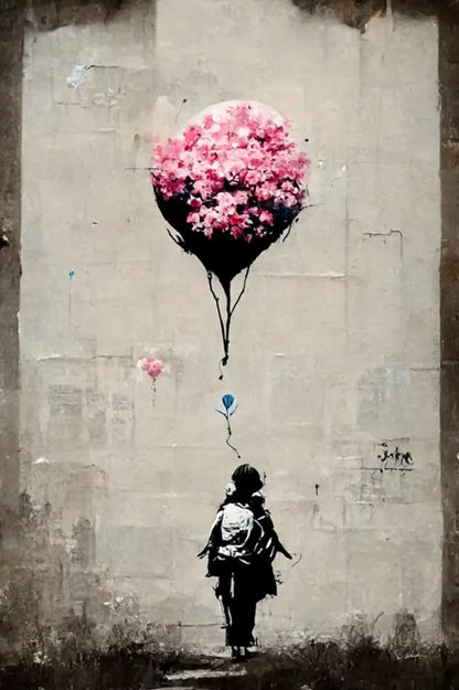 Banksy girl with balloon canvas print set of 6 living room wall art