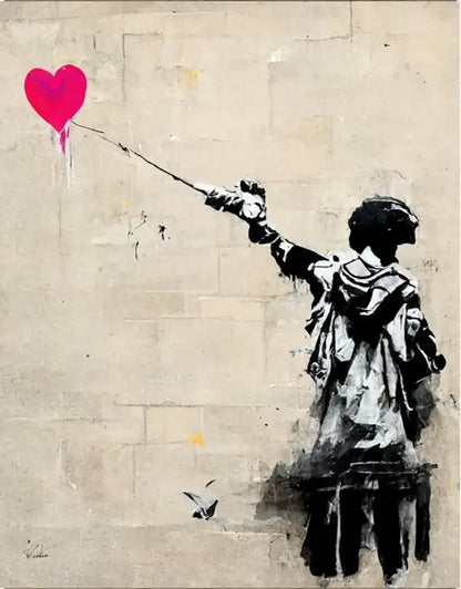 Banksy girl with balloon canvas print set of 6 living room wall art
