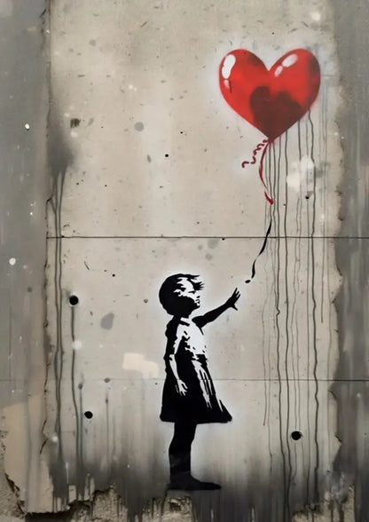 Banksy girl with balloon canvas print set of 6 living room wall art