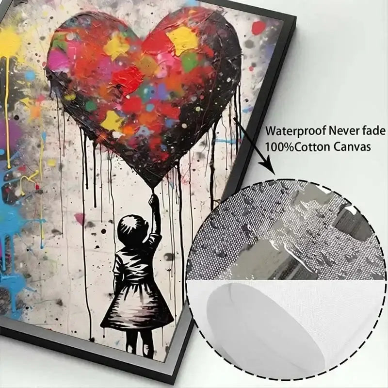 Banksy girl with balloon canvas print set of 6 living room wall art