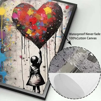 Banksy girl with balloon canvas print set of 6 living room wall art