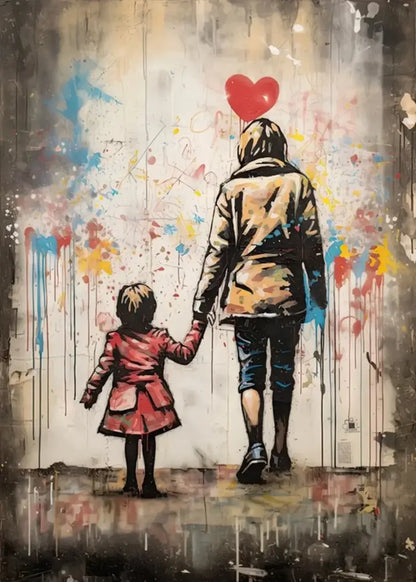 Banksy girl with balloon canvas print set of 6 living room wall art