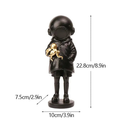 Banksy deep diver sculpture black & white resin statue living room decor