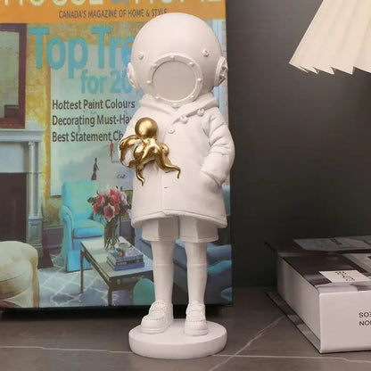 Banksy deep diver sculpture black & white resin statue living room decor