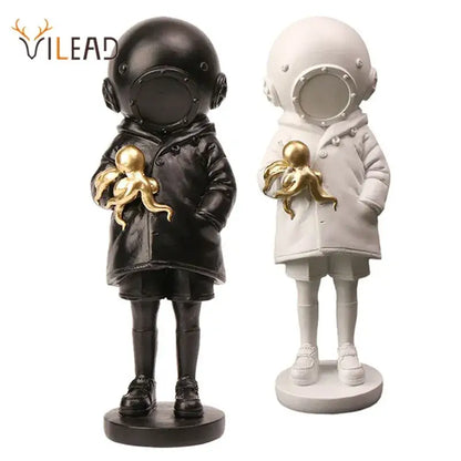 Banksy deep diver sculpture black & white resin statue living room decor