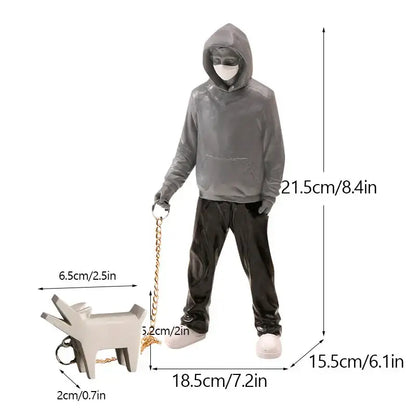 Banksy dog walker black & white resin statue living room street art