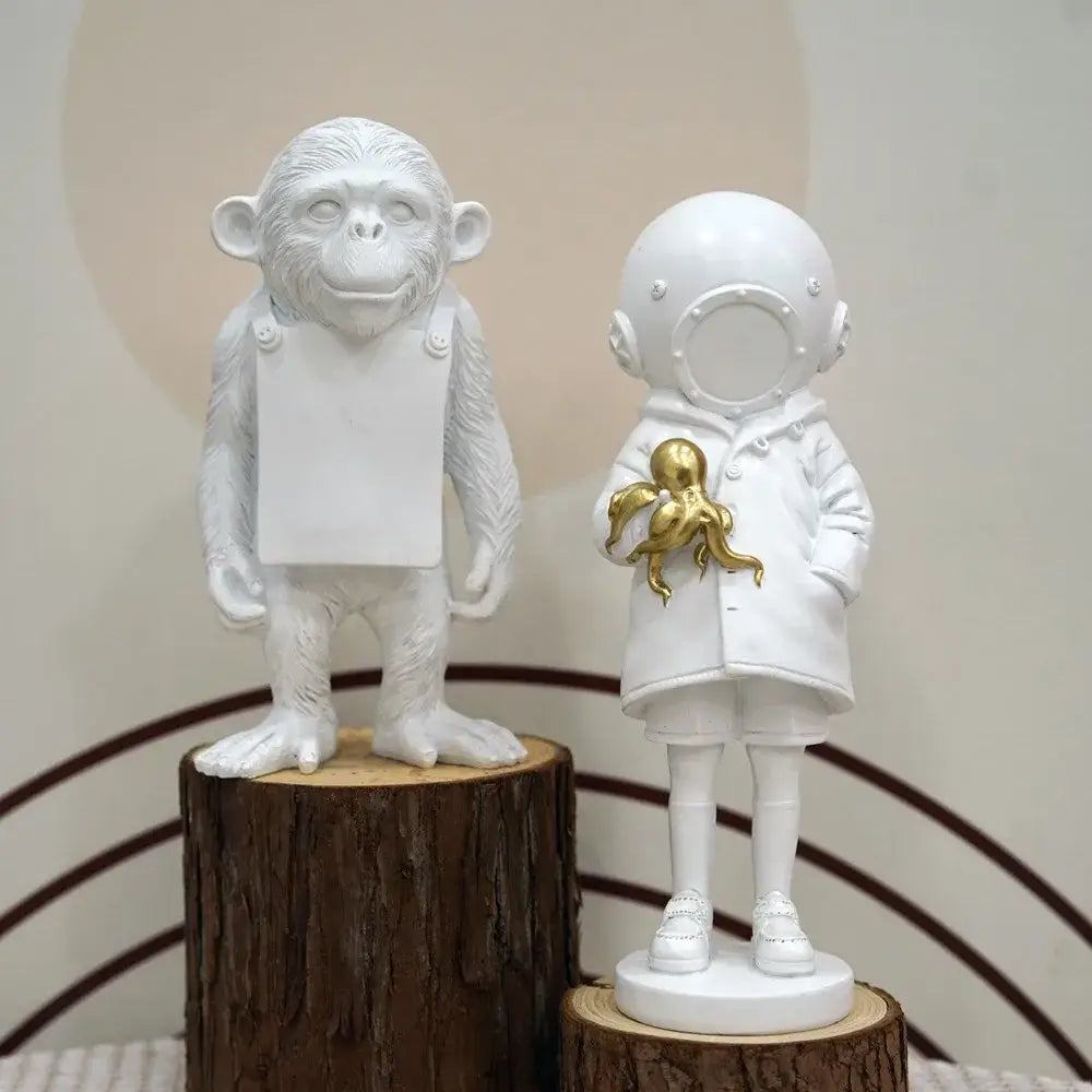 Banksy sculpture collection black & white figurines living room decor