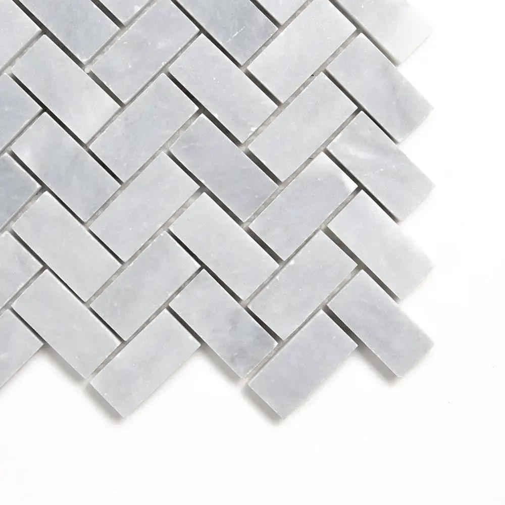 Bardiglio Light Honed Espiga 1x2 Marble Mosaics 11x11