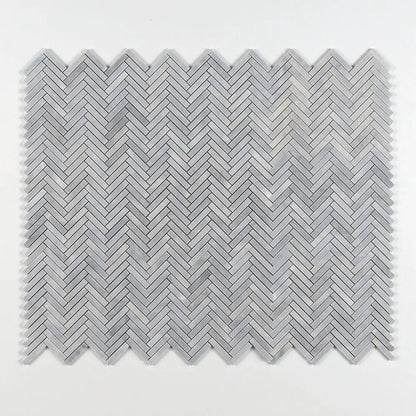 Bardiglio Light Honed Herringbone Marble Mosaics 12 1/8x13 3/8