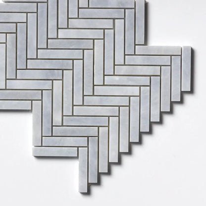 Bardiglio Light Honed Herringbone Marble Mosaics 12 1/8x13 3/8