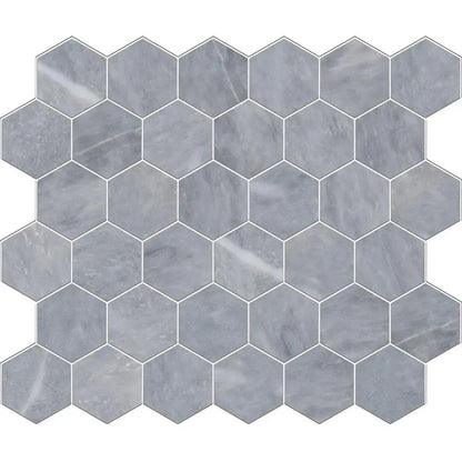 Bardiglio Light Honed Hexagon Marble Mosaics 10 3/8x12