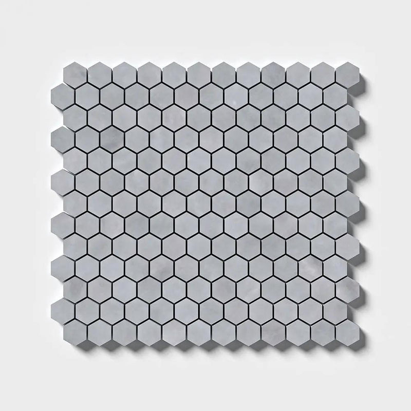 Bardiglio Light Honed Hexagon 1x1 Marble Mosaics 11 1/2x12 1/4