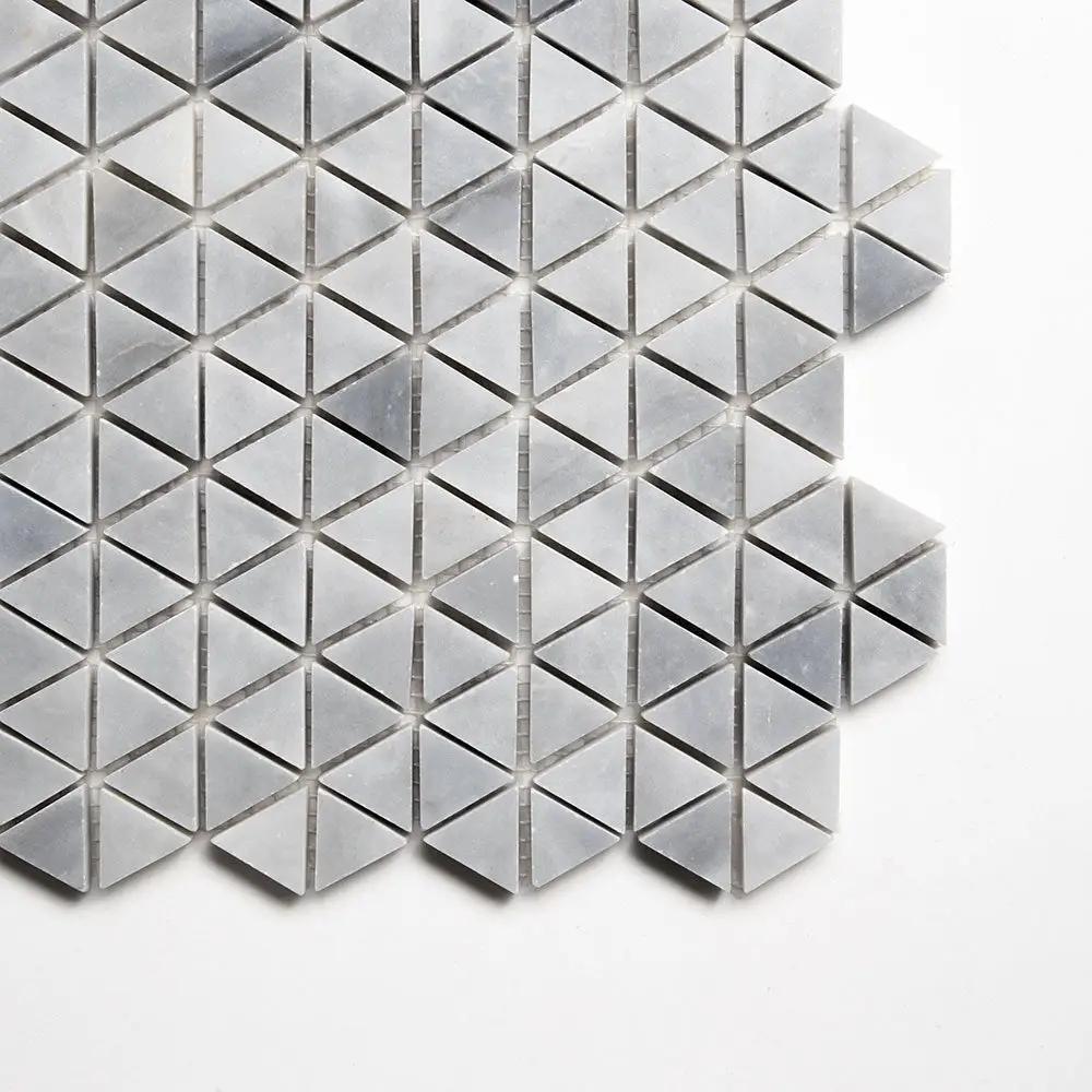 Bardiglio Light Honed Small Triad Marble Mosaics 10 3/16x11 13/16