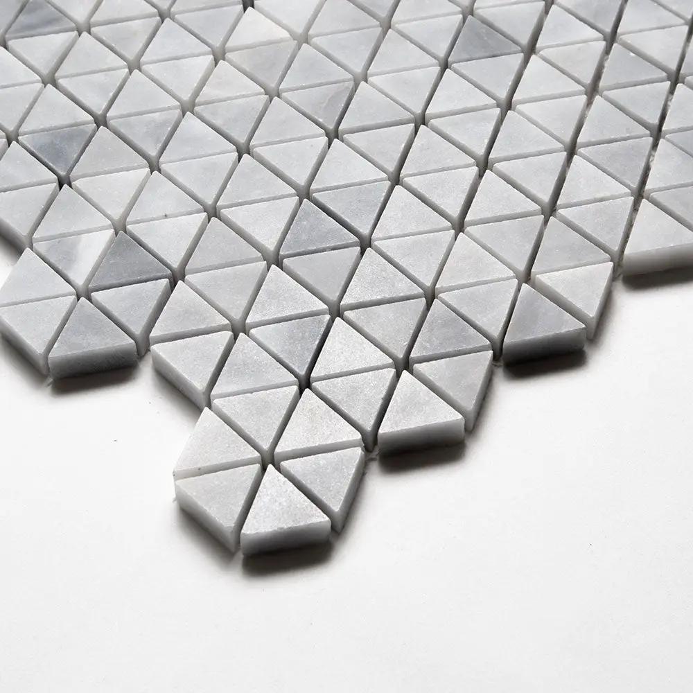 Bardiglio Light Honed Small Triad Marble Mosaics 10 3/16x11 13/16