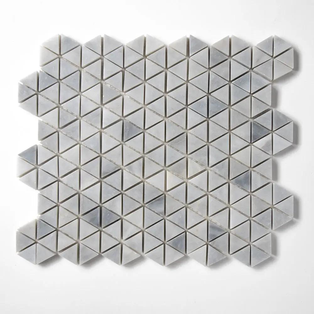 Bardiglio Light Honed Small Triad Marble Mosaics 10 3/16x11 13/16