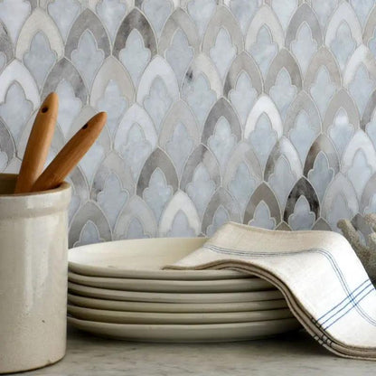 Bardiglio Light, Palisandro Multi Finish Sophia Marble Mosaics 8 3/4x13 1/2
