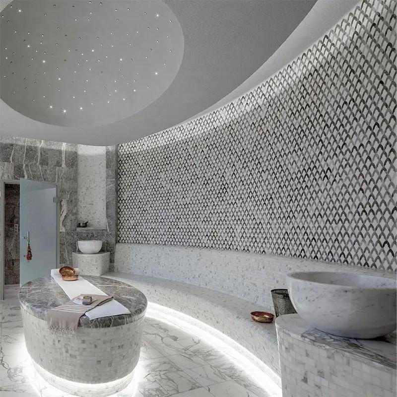 Bardiglio Light, Palisandro Multi Finish Sophia Marble Mosaics 8 3/4x13 1/2