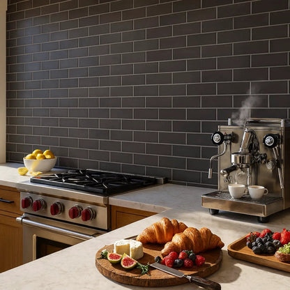 Coffee Glossy Subway Ceramic Tiles 3x9