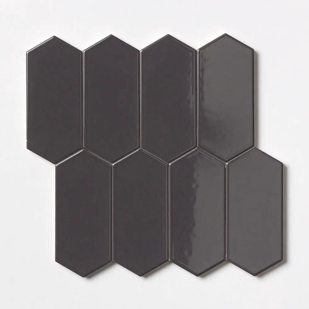 Coffee Glossy Picket Ceramic Tiles 3x6