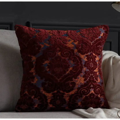Baroque beige & silver damask cut velvet cushion covers living room