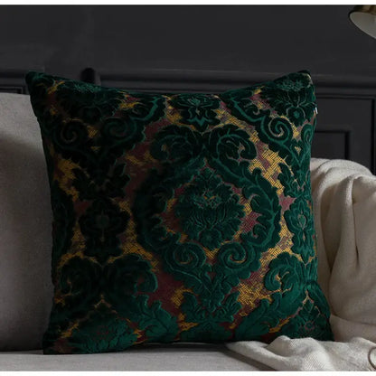 Baroque beige & silver damask cut velvet cushion covers living room