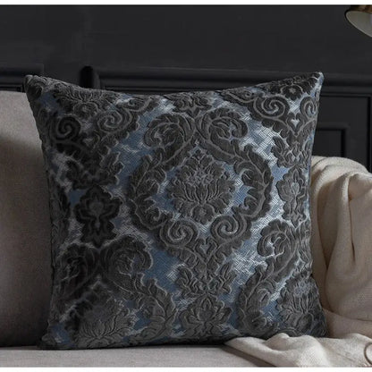 Baroque beige & silver damask cut velvet cushion covers living room