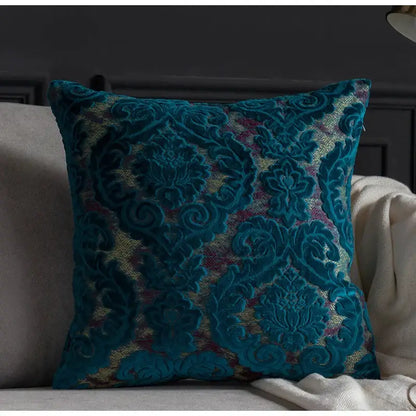 Baroque beige & silver damask cut velvet cushion covers living room