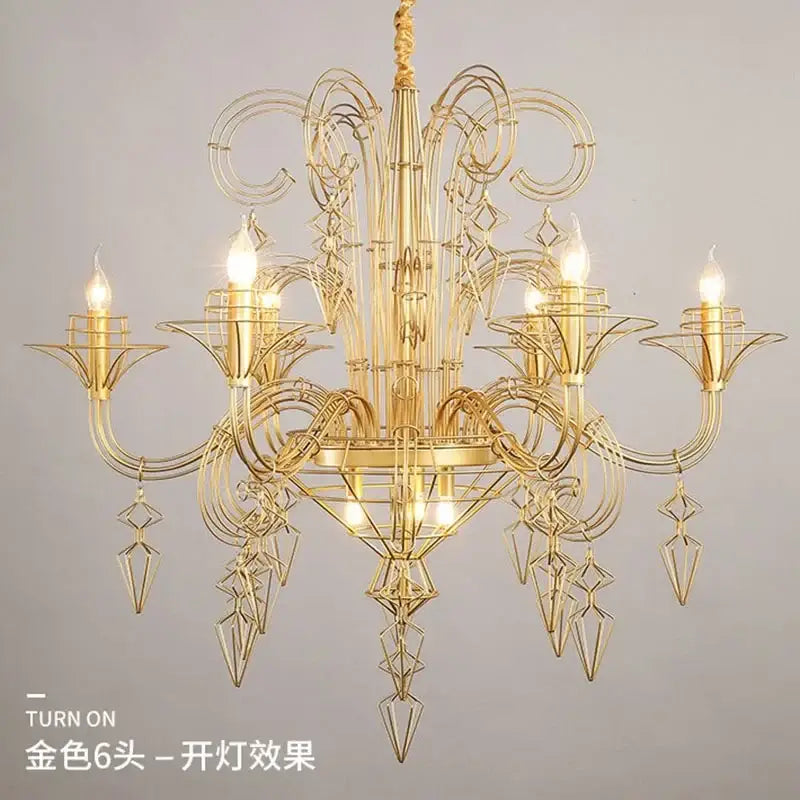 Baroque black candle chandelier with crystals for living room
