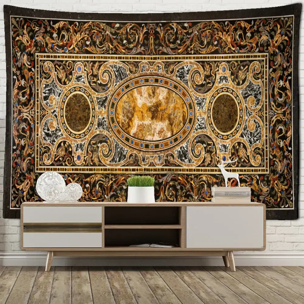 Baroque black & gold style astrology tapestry wall hanging bedroom decor