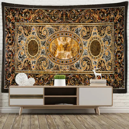 Baroque black & gold style astrology tapestry wall hanging bedroom decor