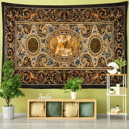 Baroque black & gold style astrology tapestry wall hanging bedroom decor