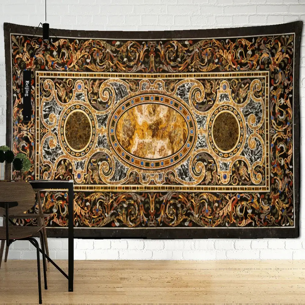 Baroque black & gold style astrology tapestry wall hanging bedroom decor