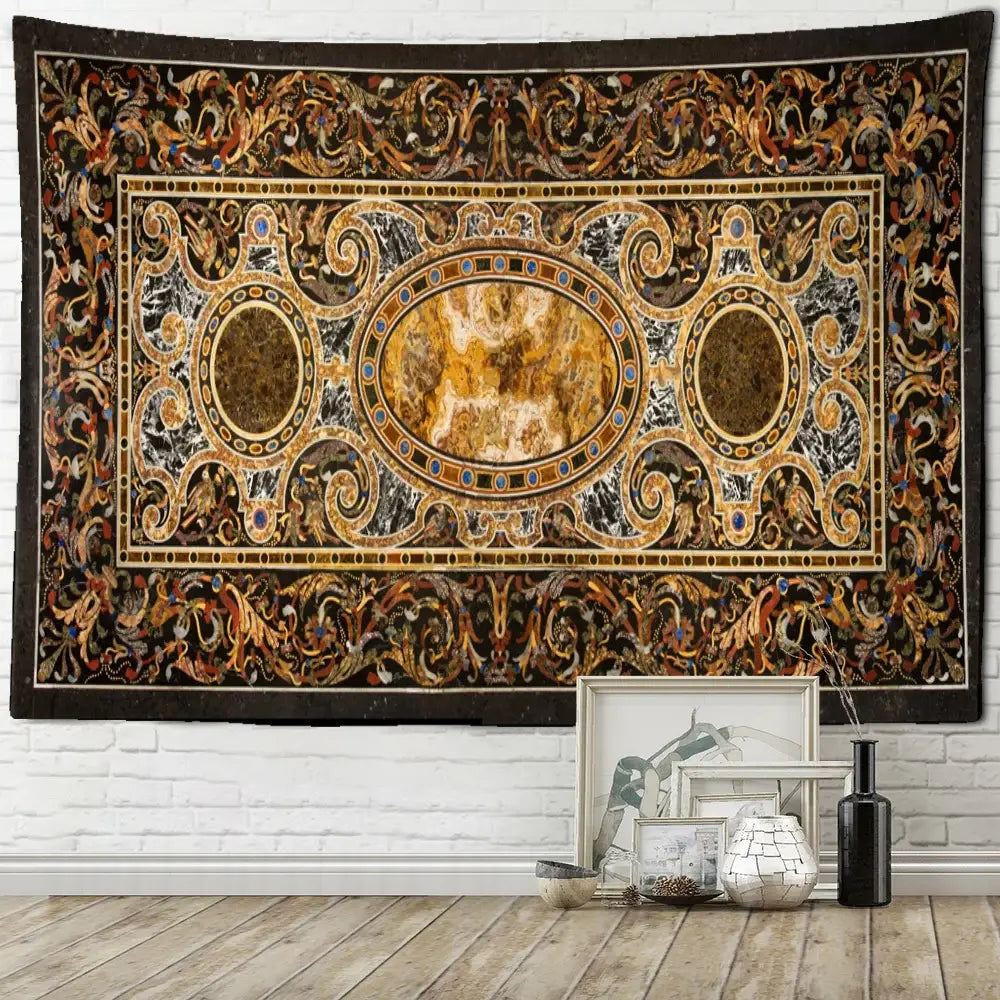Baroque black & gold style astrology tapestry wall hanging bedroom decor