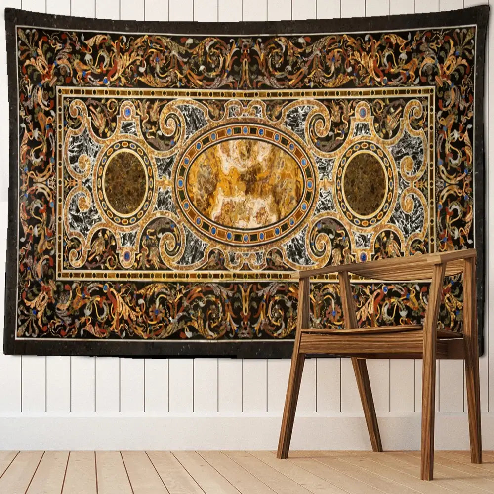 Baroque black & gold style astrology tapestry wall hanging bedroom decor