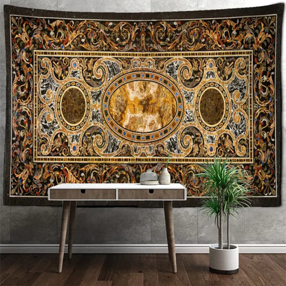 Baroque black & gold style astrology tapestry wall hanging bedroom decor