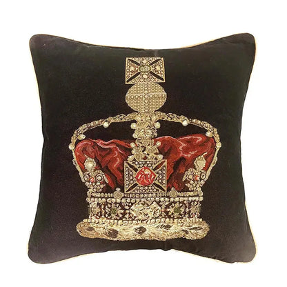 Baroque crown black & red velvet pillow cover living room decor