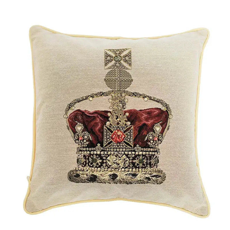 Baroque crown black & red velvet pillow cover living room decor